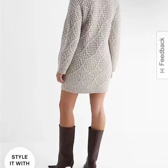 Express Textured Knit Sweater Dress - Cream - Picture 2 of 5